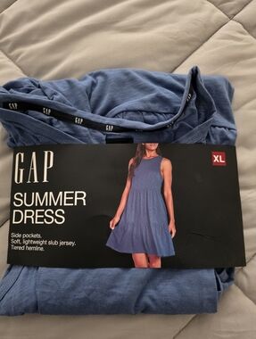 NEW Gap Women's Lightweight Tiered Layered Sleeveless Summer Dress X-Large Blue